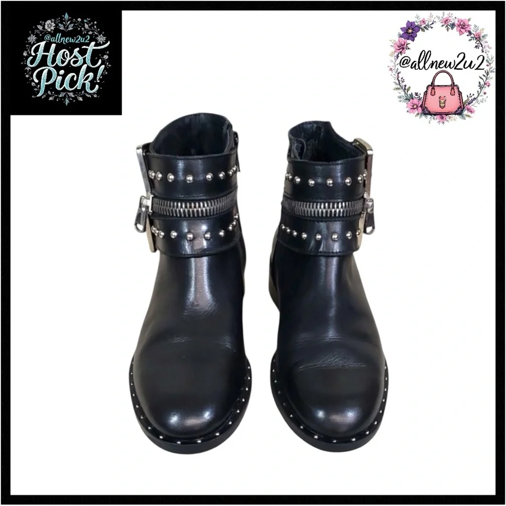Charles David Black Ankle Boots with Silver Accents - Picture 4 of 14